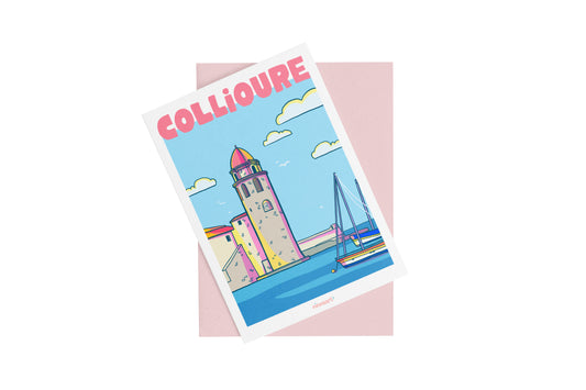 mini print ville collioure carte postale