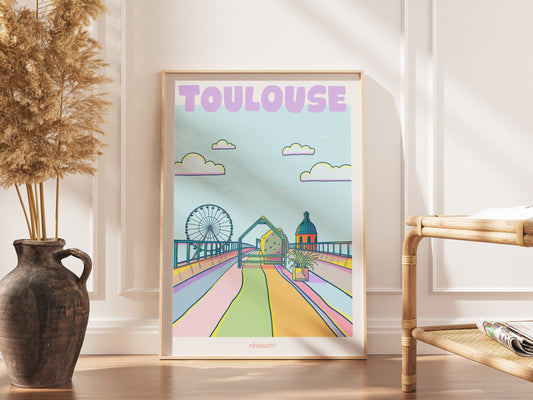 Toulouse city poster - Saint-Pierre bridge fresco