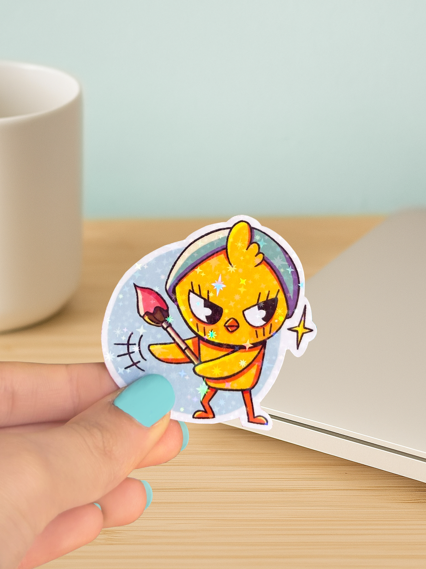 sticker pew holographique deter
