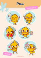 planche stickers holographiques mignons pew