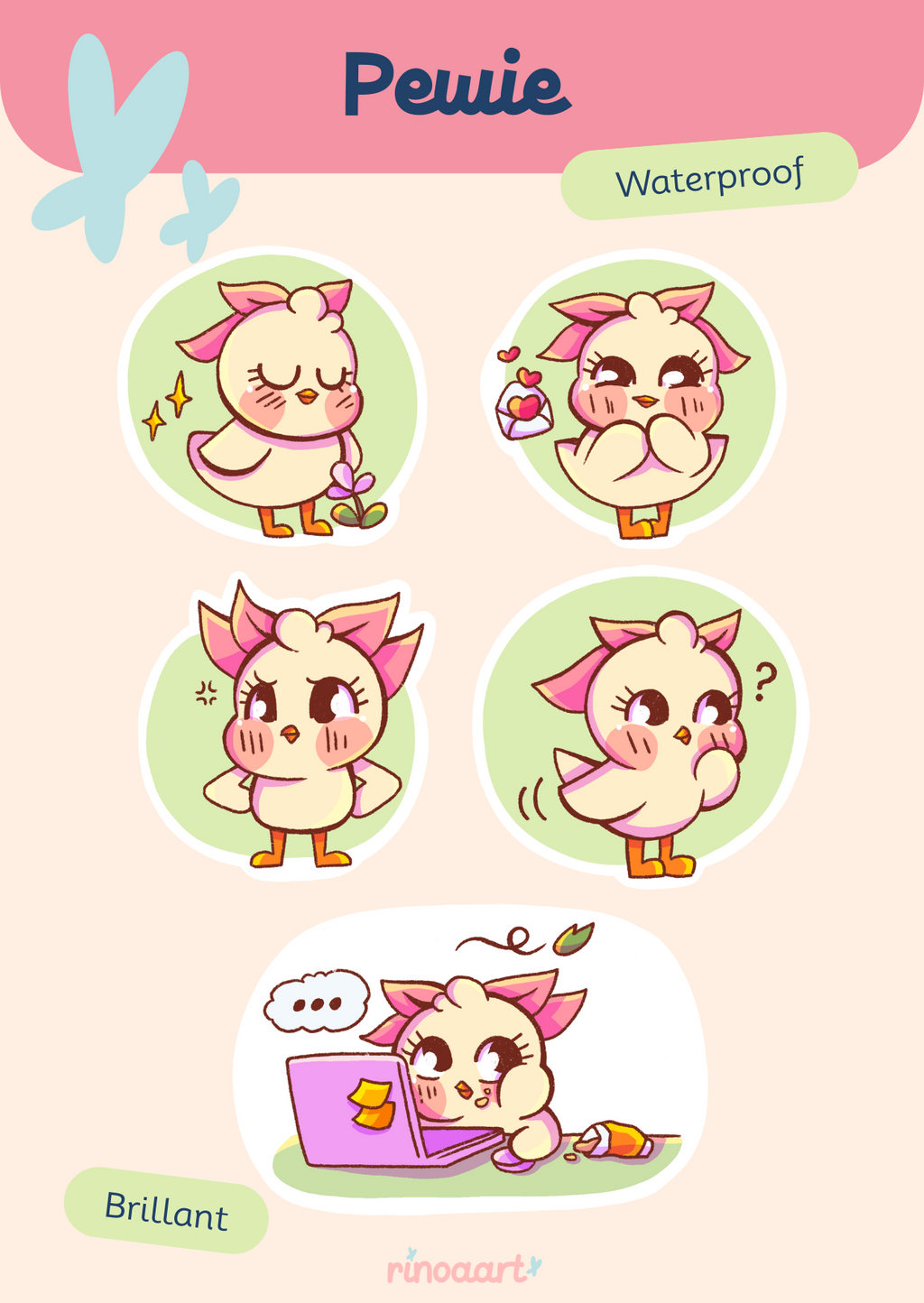 Pack stickers "Pewie et ses humeurs" – 5 stickers