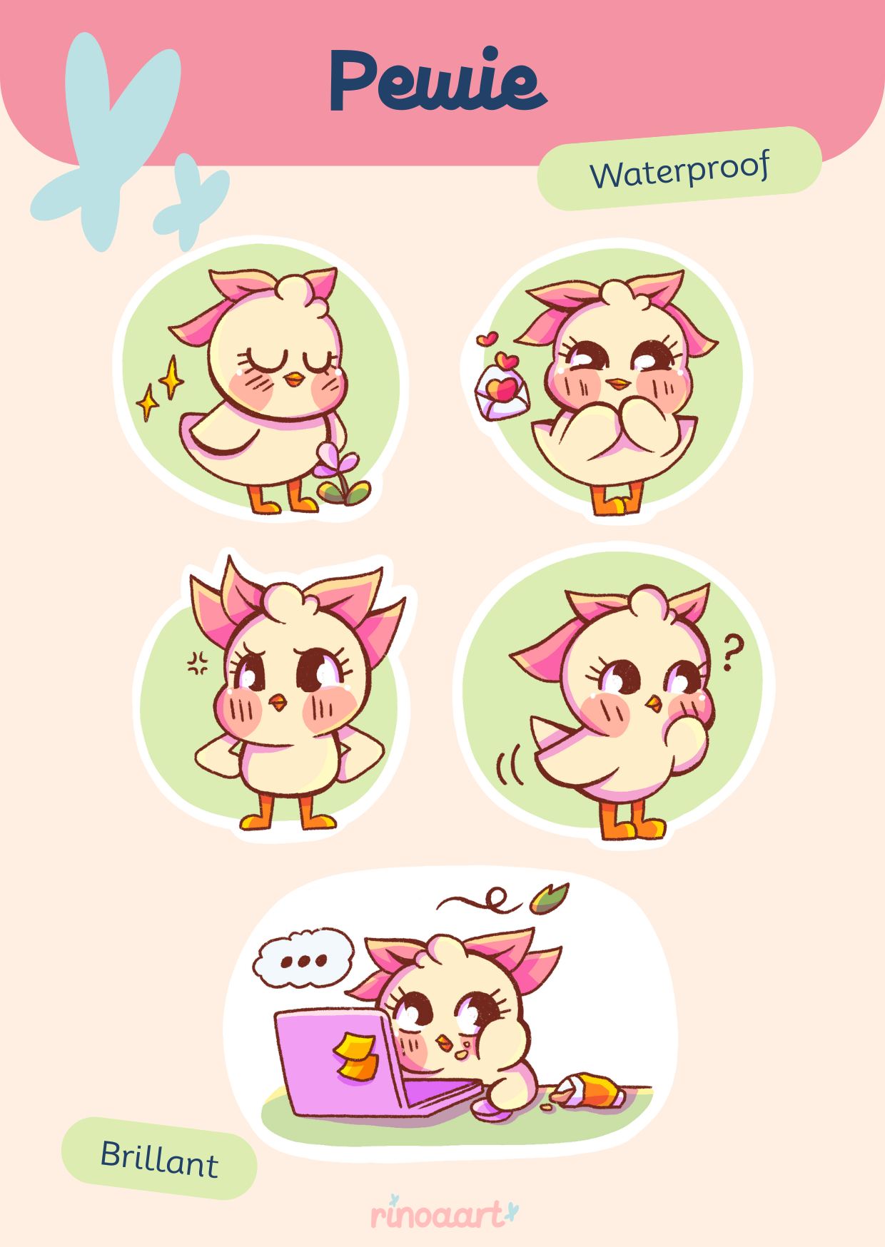 Pack stickers "Pewie et ses humeurs" – 5 stickers