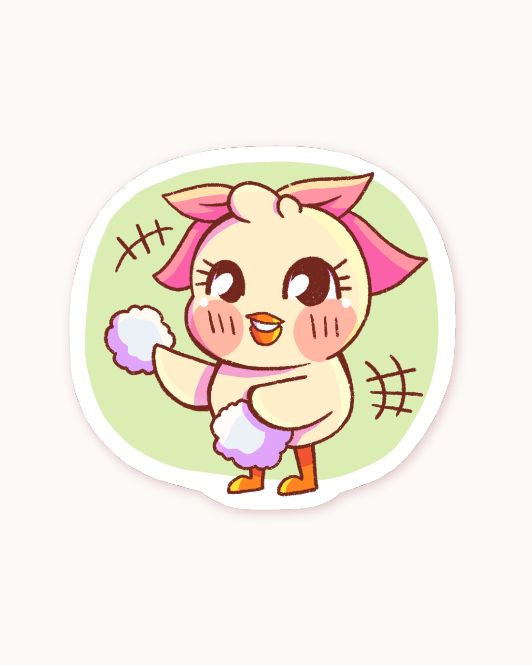 sticker poussin mignon pailleté