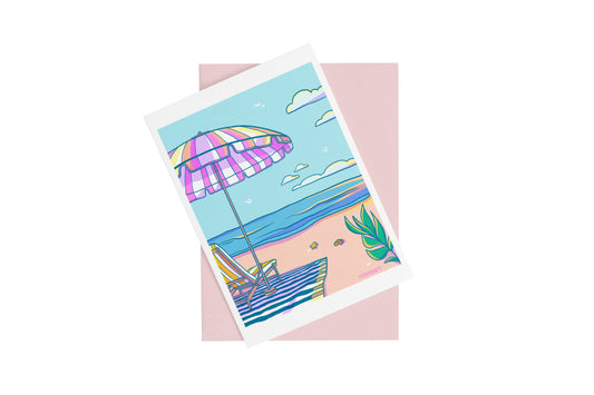 mini print bord de mer carte postale