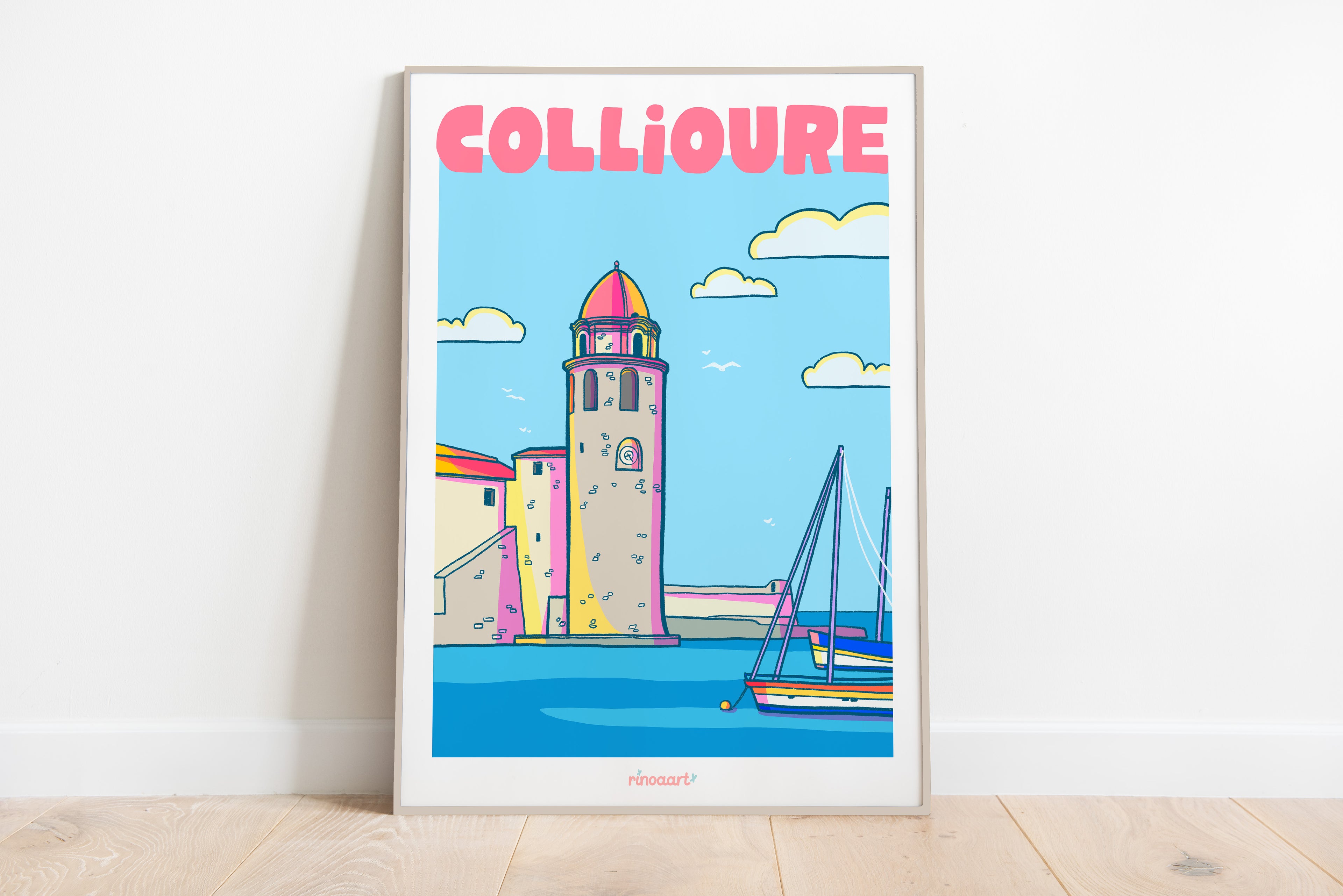 affiche ville de collioure format A3