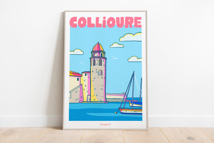 affiche ville de collioure format A3