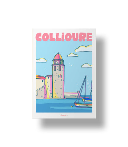 affiche ville de collioure format A5