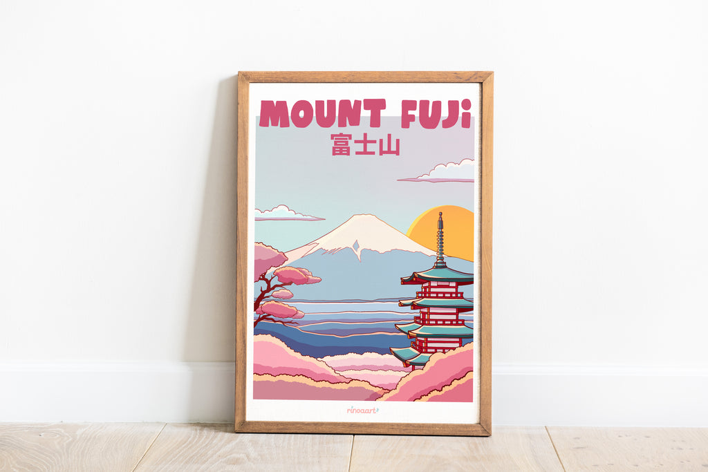 illustration affiche Japon Mont Fuji format A4