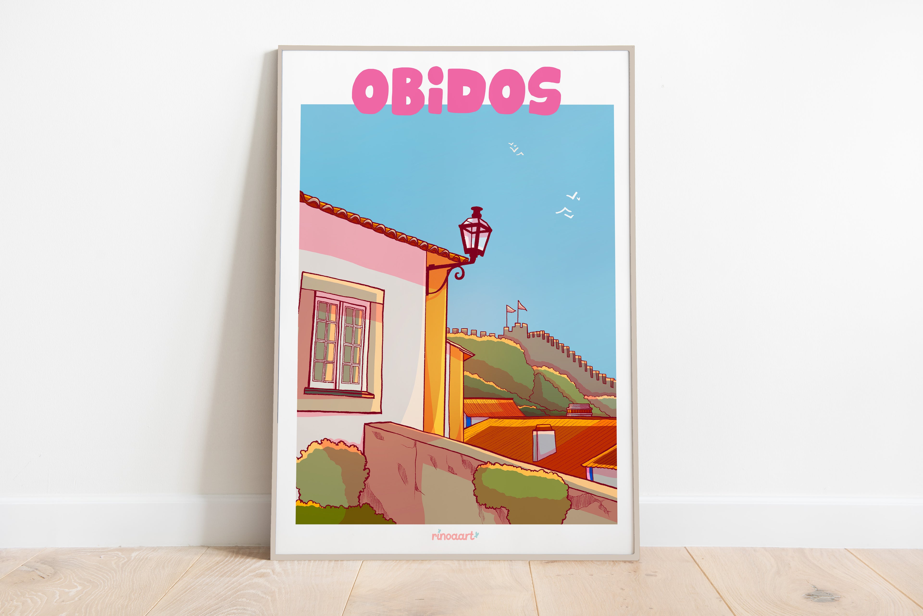 affiche ville portugal obidos 30x40