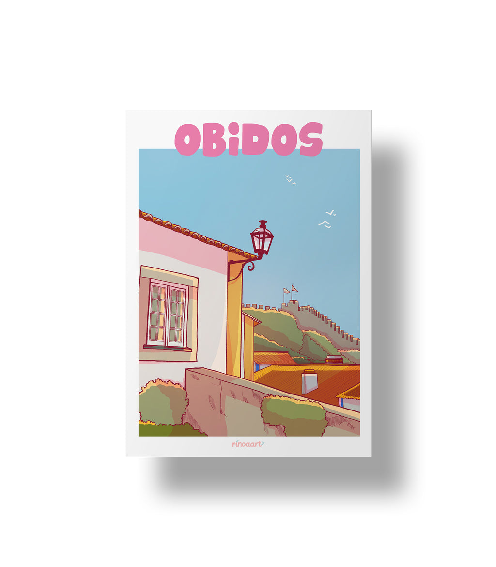 affiche ville portugal obidos A5