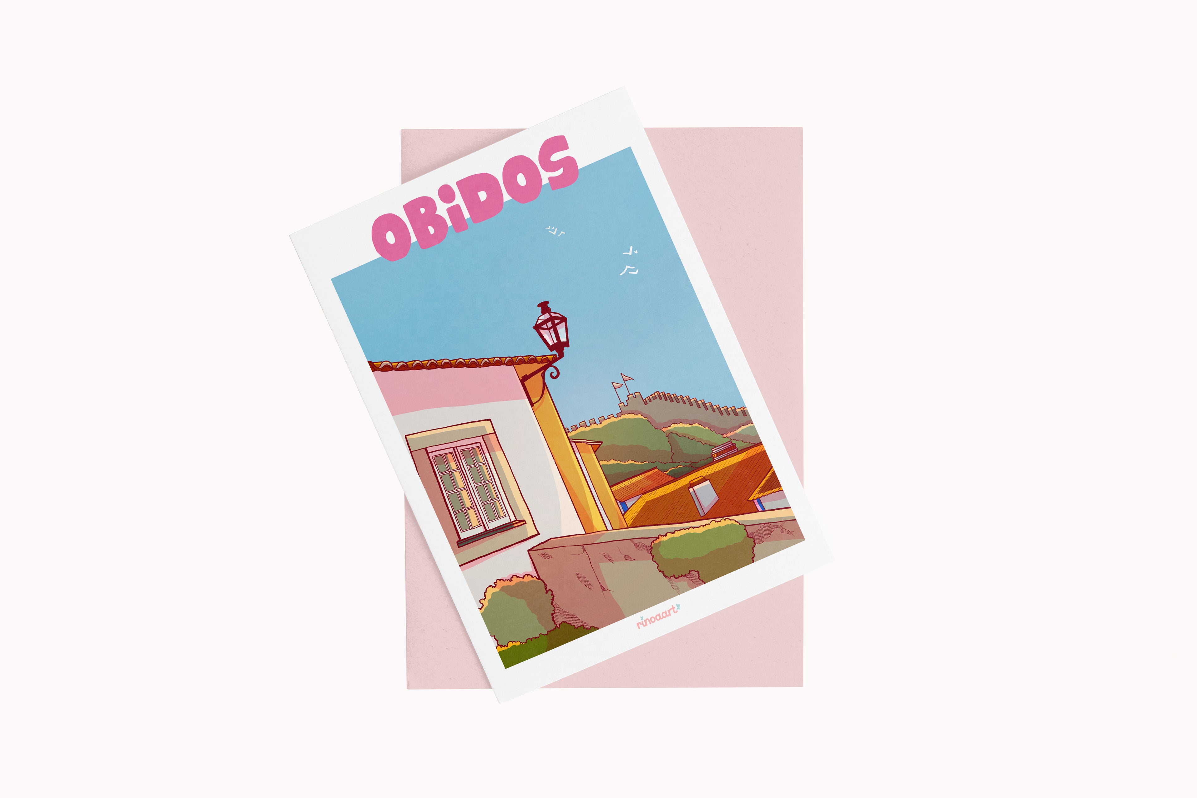 carte postale ville portugal Obidos