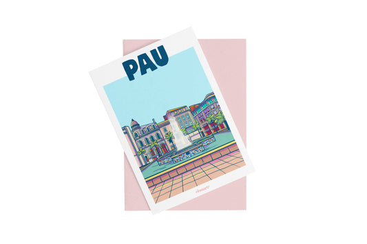 mini print ville pau carte postale