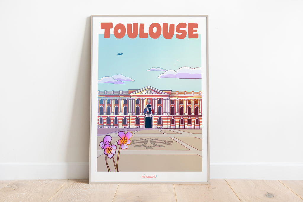 affiche art mural ville de Toulouse le Capitole, format A3