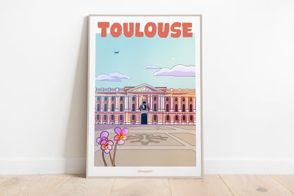 affiche art mural ville de Toulouse le Capitole, format A3