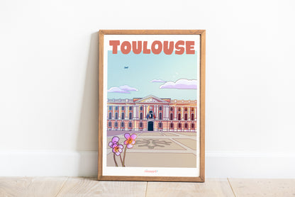 affiche art mural ville de Toulouse le Capitole, format A4