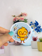 sticker mignon et holographique poussin pew pour fans de scrapbooking et journaling