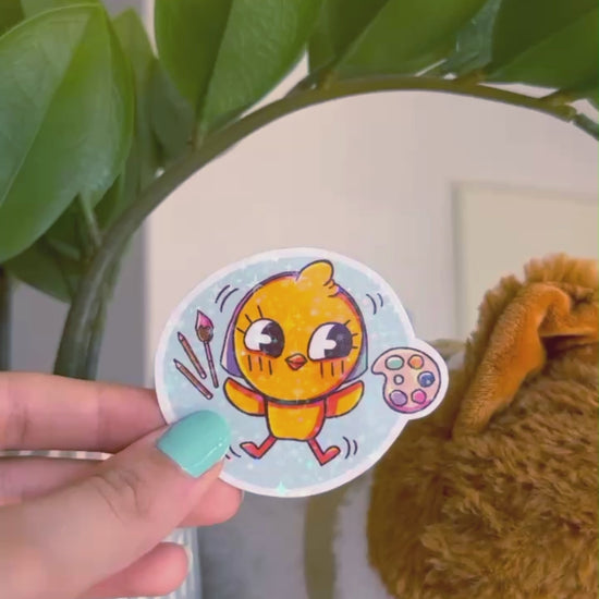 vidéo sticker pew holographique heureux