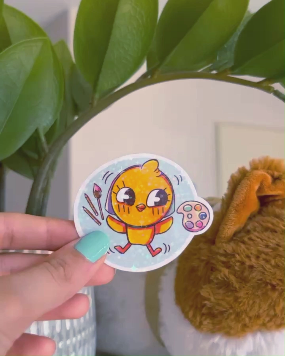 vidéo sticker pew holographique heureux