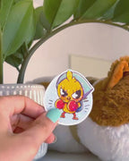 vidéo sticker holographique pew bagarre