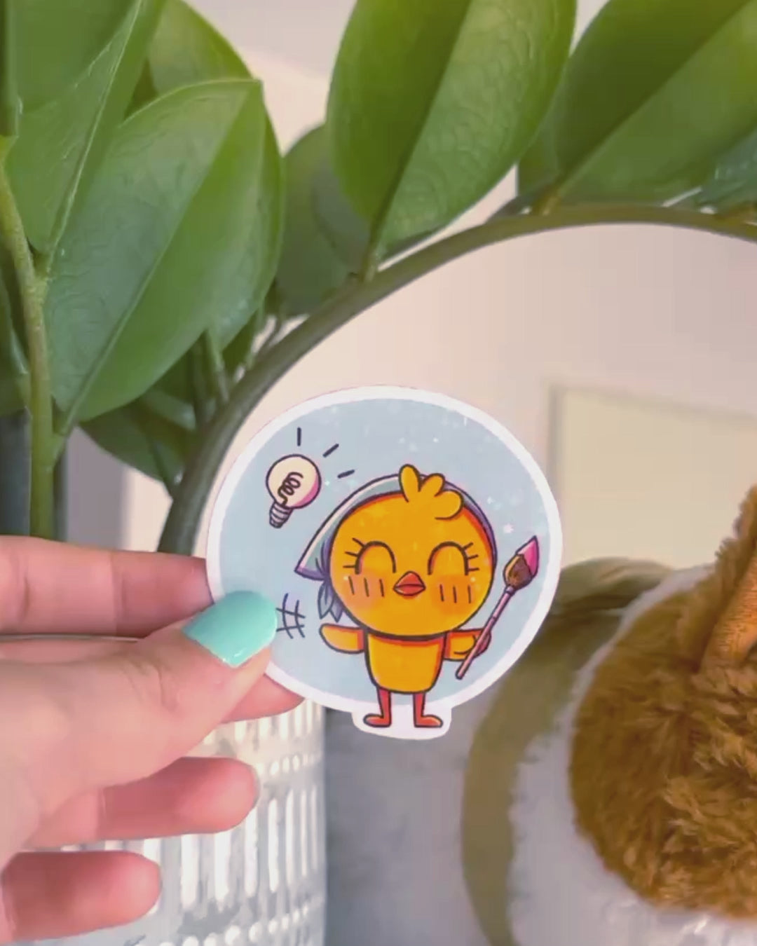 vidéo sticker holographique brillant pew idée