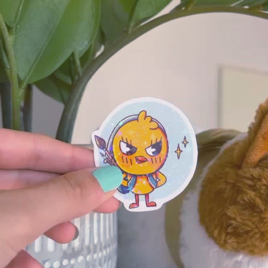 vidéo sticker holographique mignon pew ronchon
