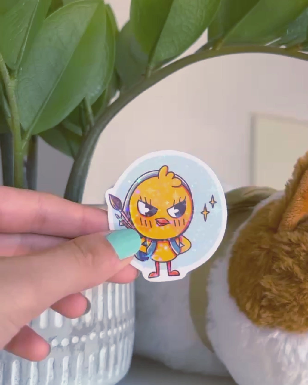 vidéo sticker holographique mignon pew ronchon