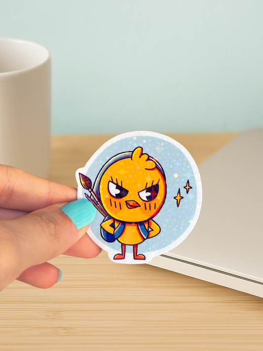 sticker holographique mignon pew ronchon